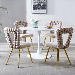 Modern chair(set of 2 ) with iron tube legs, soft cushions and comfortable backrest, suitable for dining room, living room, cafe,hairball back