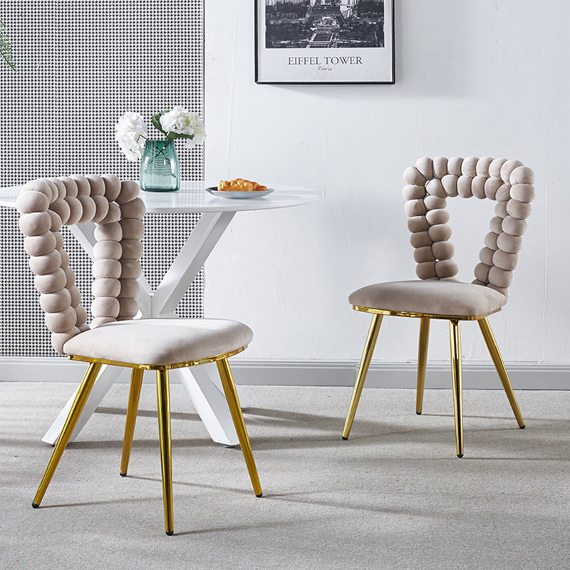 Modern chair(set of 2 ) with iron tube legs, soft cushions and comfortable backrest, suitable for dining room, living room, cafe,hairball back