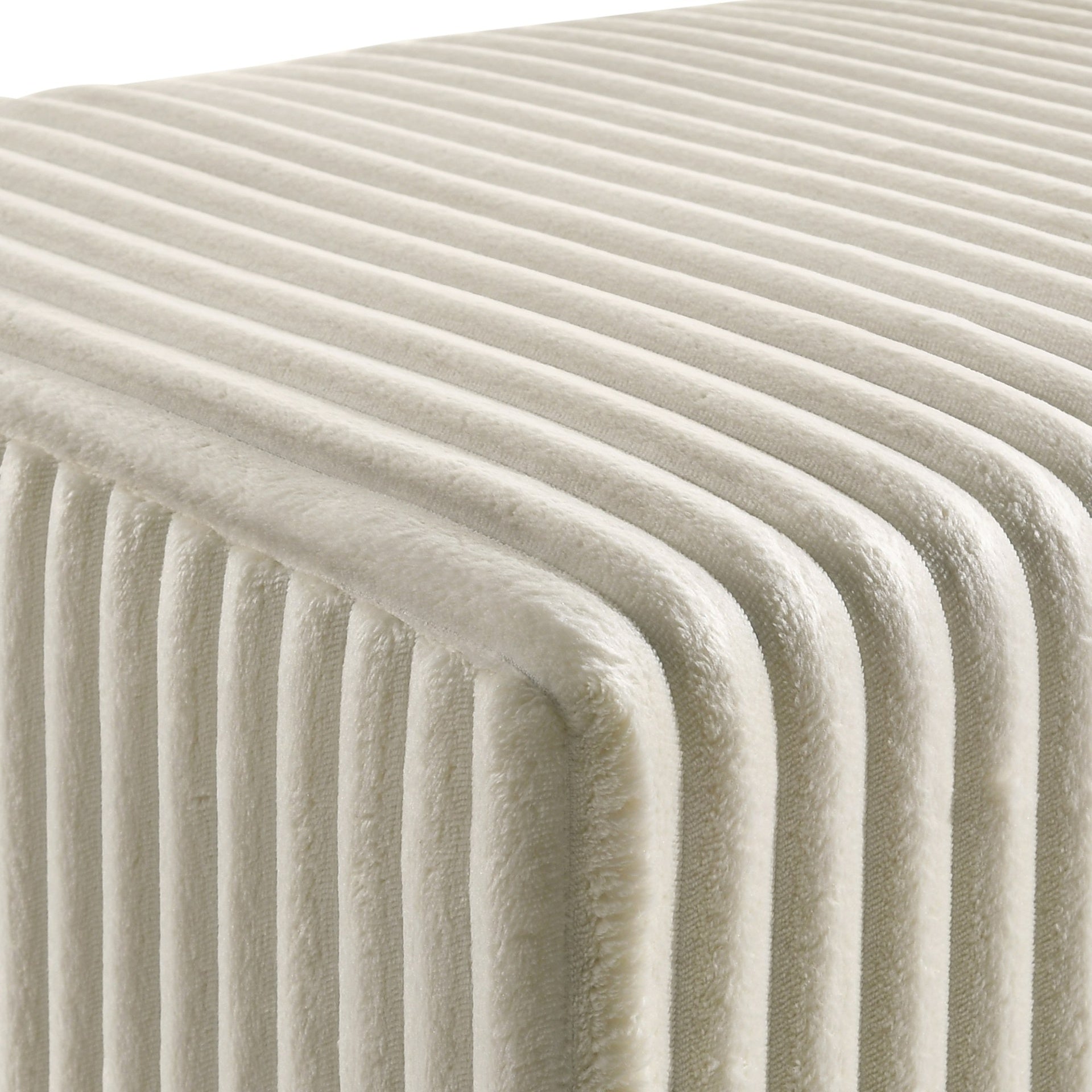 Mavela Wide Wale Corduroy Upholstery Bench, Cream