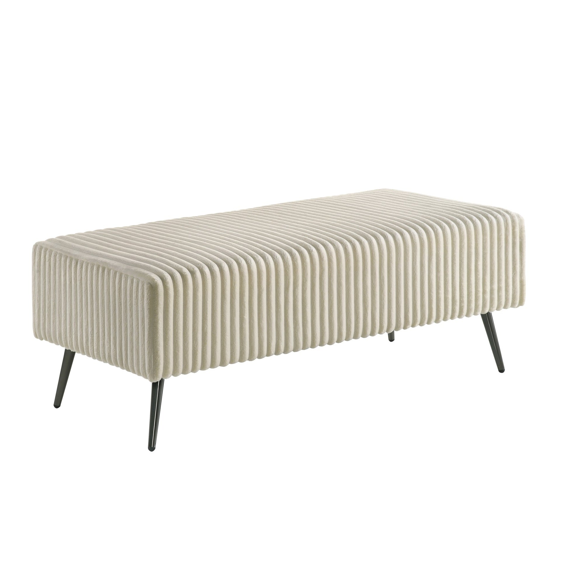 Mavela Wide Wale Corduroy Upholstery Bench, Cream