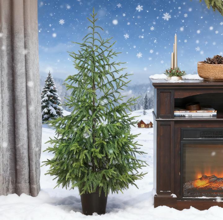 2PCS Christmas Tree, 4 ft Norflok Pine Xmas Tree with 133 Molded Tips and Pot Base