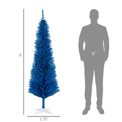Striking Blue Pencil Christmas Tree,Artificial Xmas Tree with Sturdy Stand for Holiday Decor