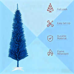 Striking Blue Pencil Christmas Tree,Artificial Xmas Tree with Sturdy Stand for Holiday Decor