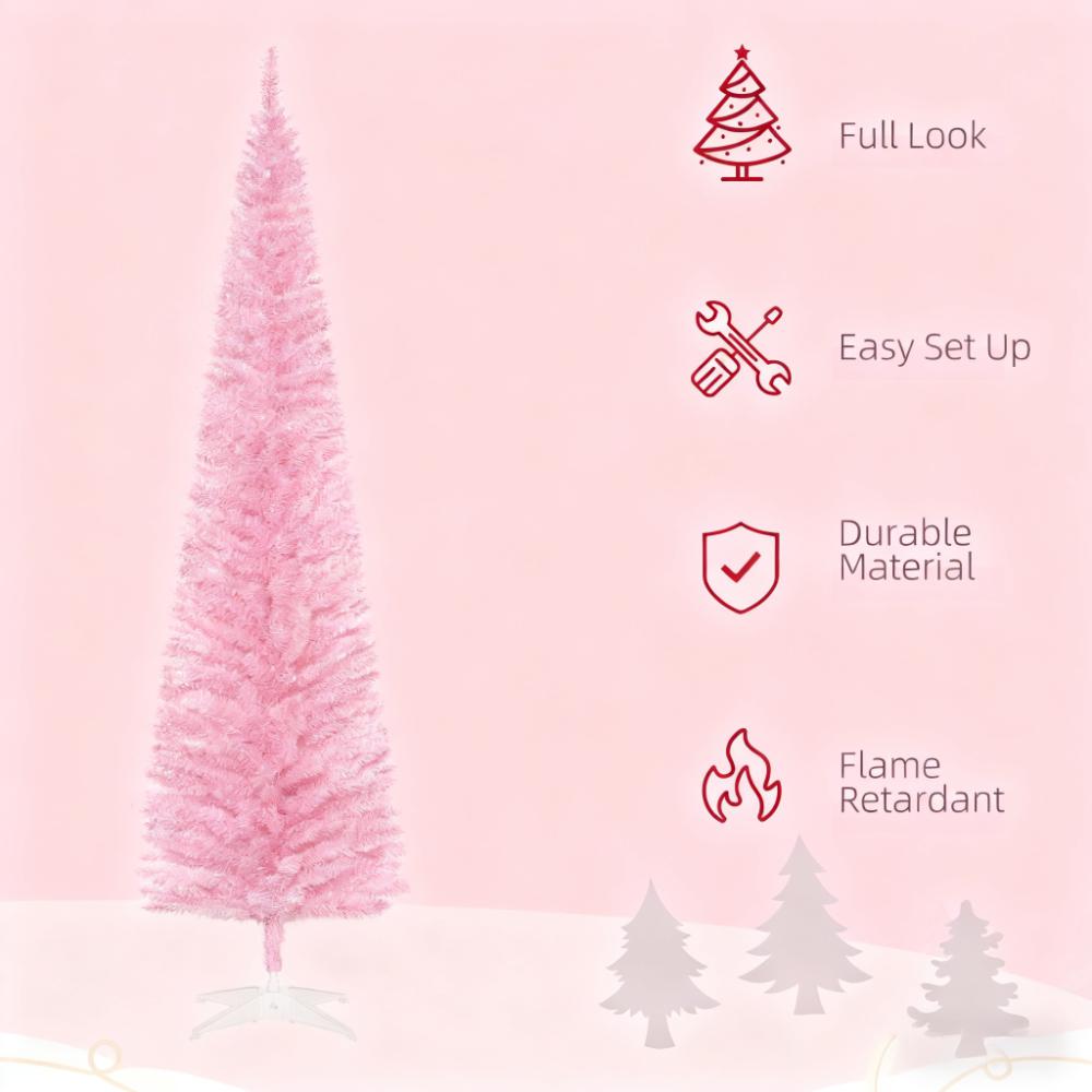 Slim Xmas Tree,Artificial Pencil Christmas Tree,with Realistic Branch Tips and Plastic Stand