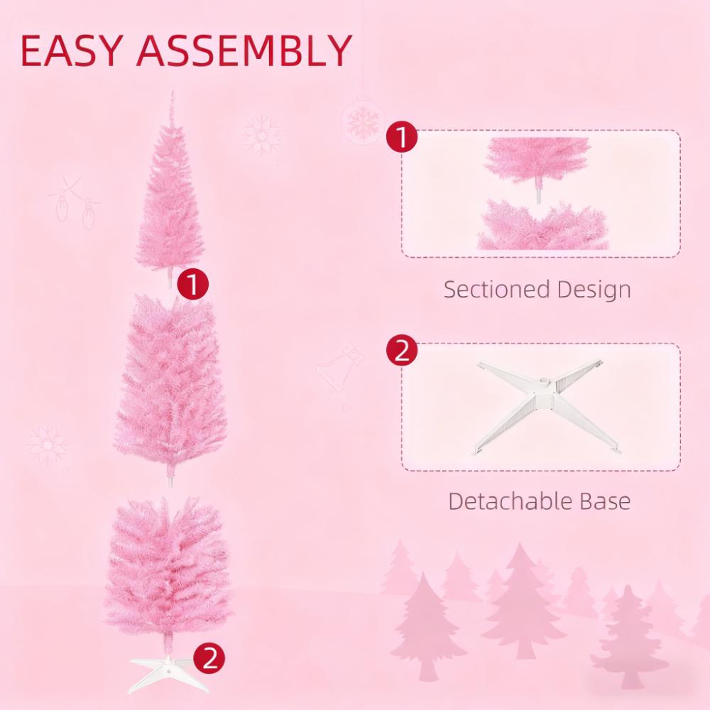 Slim Xmas Tree,Artificial Pencil Christmas Tree,with Realistic Branch Tips and Plastic Stand