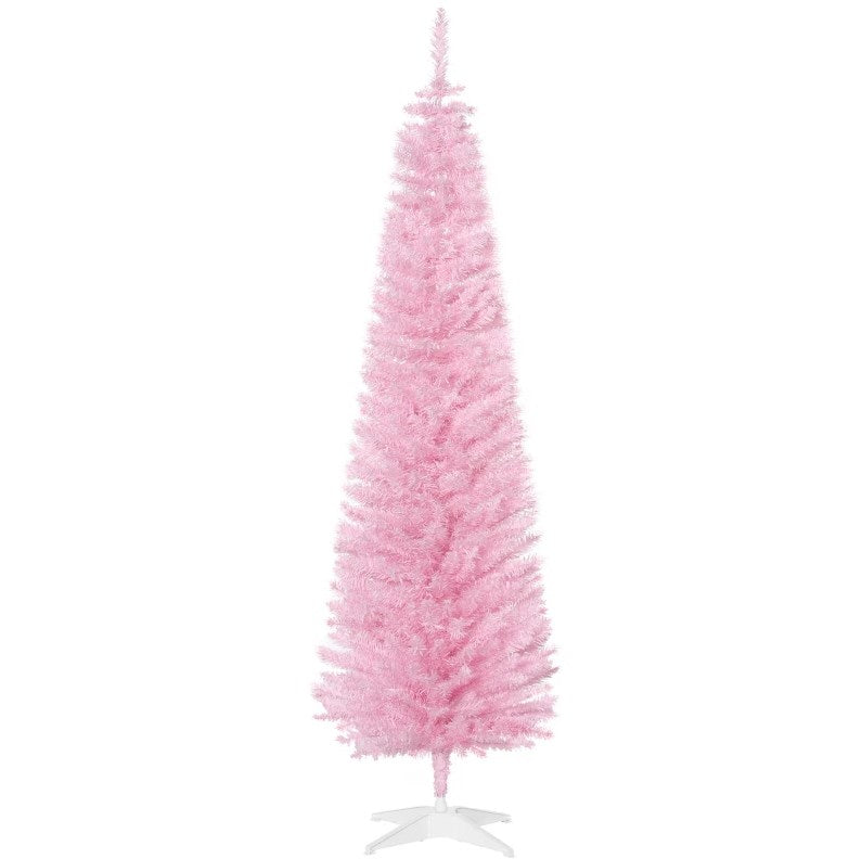 Festive Pink Pencil Christmas Tree,Perfect for Cozy Snowy Decor & Chic Holiday Vibe