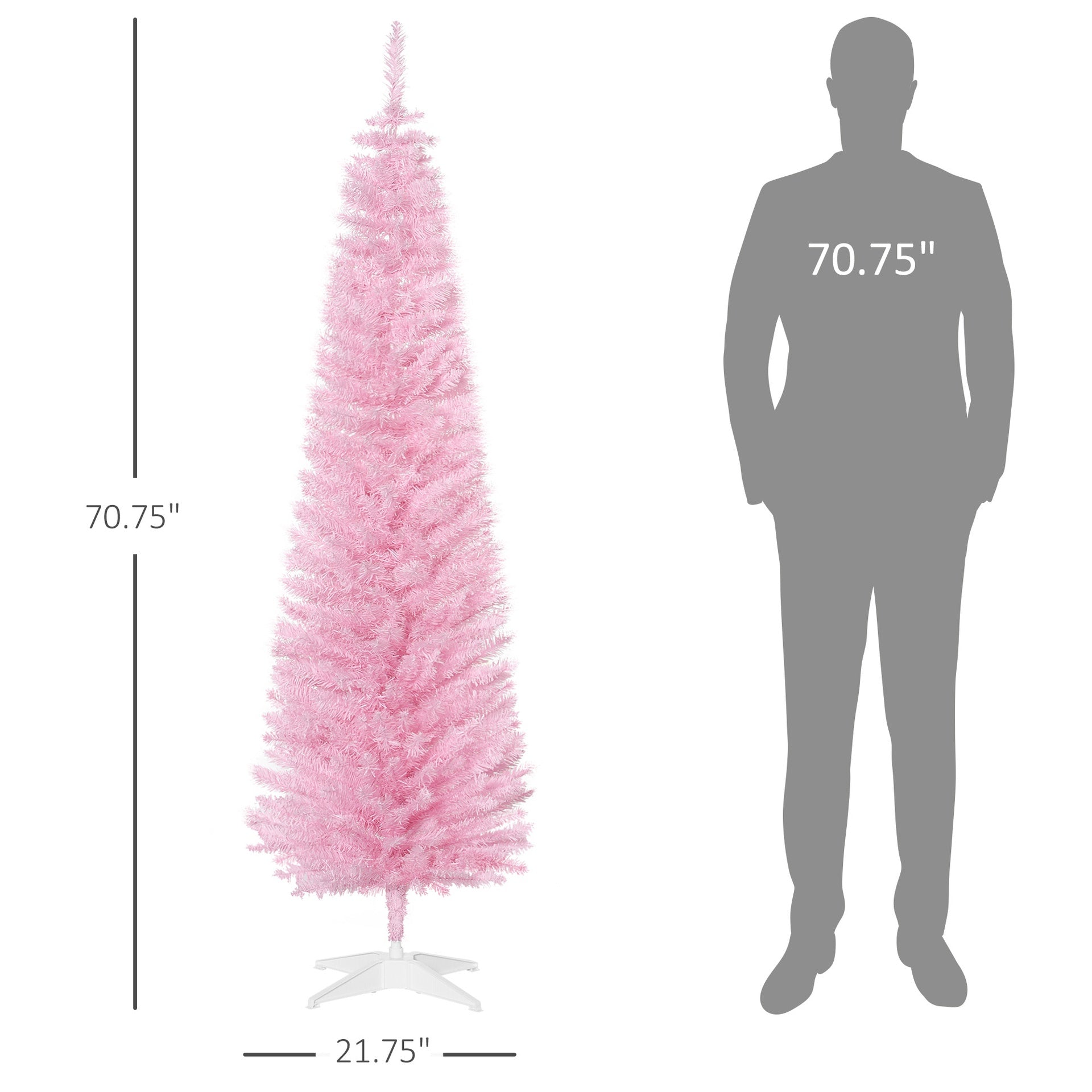 Festive Pink Pencil Christmas Tree,Perfect for Cozy Snowy Decor & Chic Holiday Vibe