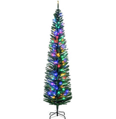 7' Artificial Pencil Christmas Trees, Holiday Decoration with Colorful LED Lights