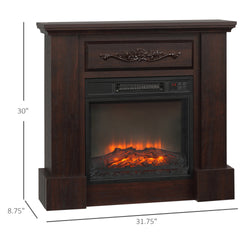 Freestanding Heater with LED Log Flame,Electric Fireplace with Mantel,Overheat Protection and Remote Control