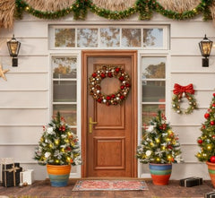 Artificial Christmas Tree,Festive Outdoor Christmas Porch Decor Set,for Front Door Charm