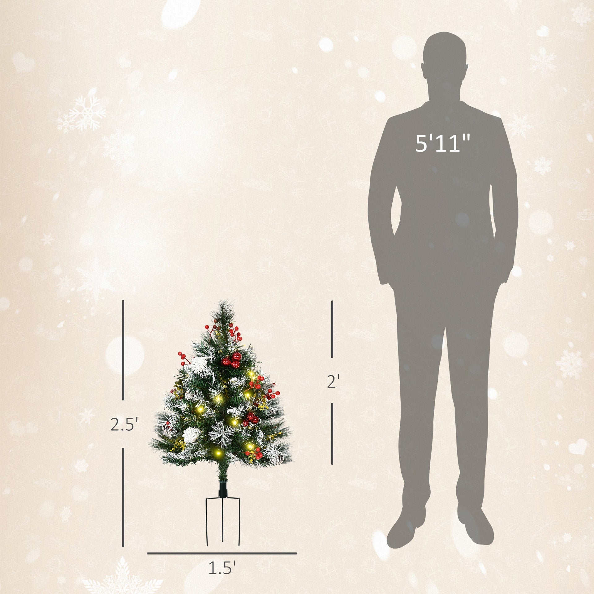 Artificial Christmas Tree,Festive Outdoor Christmas Porch Decor Set,for Front Door Charm