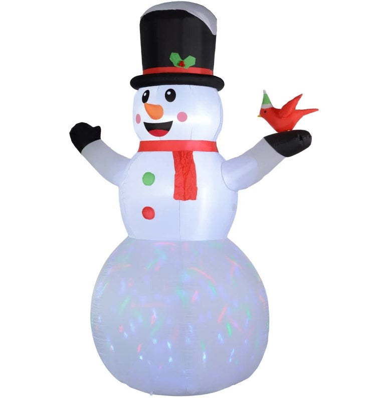 Christmas Blow Up Snowman,Giant Inflatable Snowman with Rotating Colorful LED Light for Indoor, Outdoor, Yard
