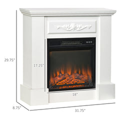 Elegant Electric Fireplace with Floral Carving - Realistic Flame Effect Heater for Cozy Room Ambiance