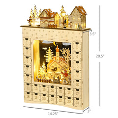 Christmas Advent Calendar,Countdown to Christmas Table Decoration with Lights, Battery Operated