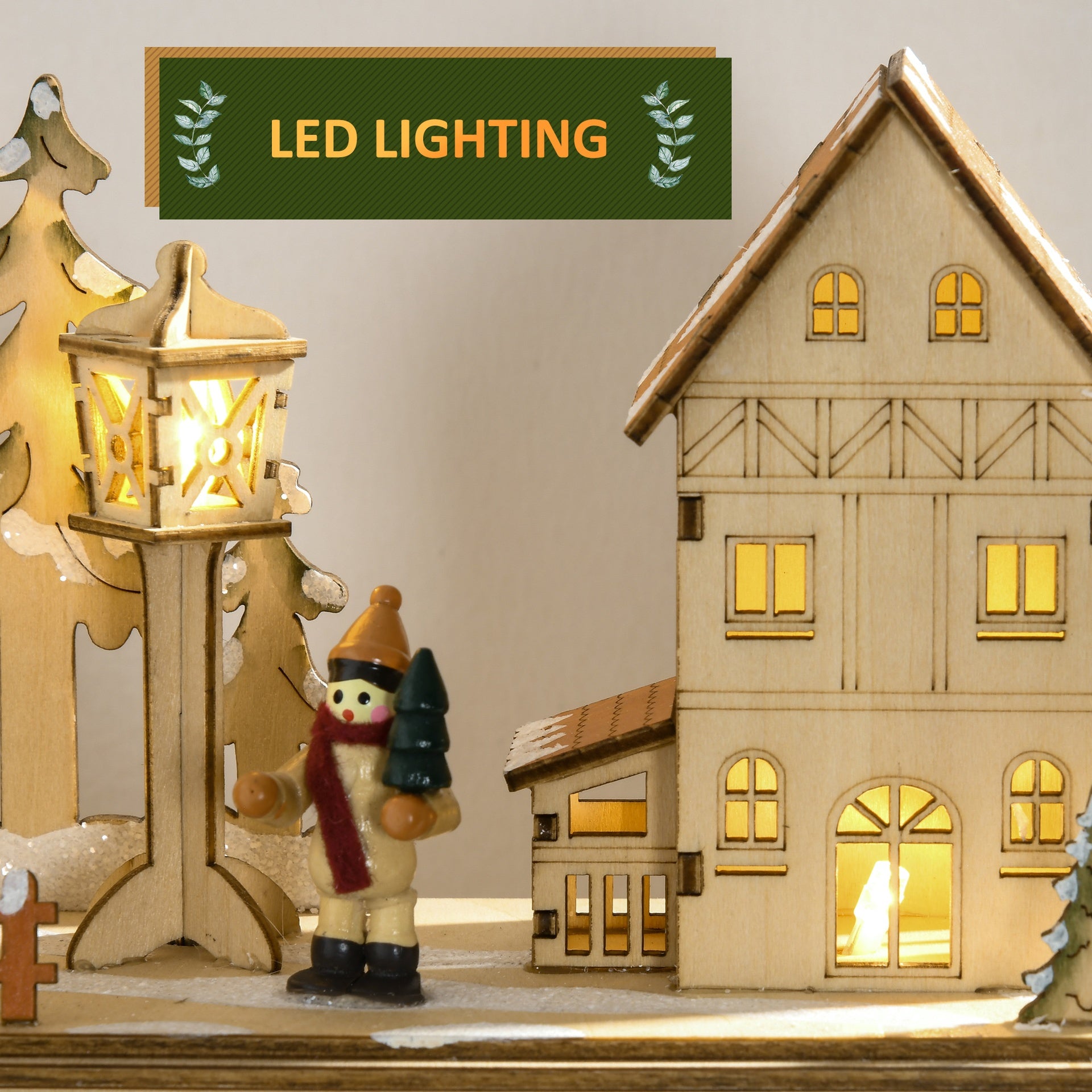 Christmas Advent Calendar,Countdown to Christmas Table Decoration with Lights, Battery Operated