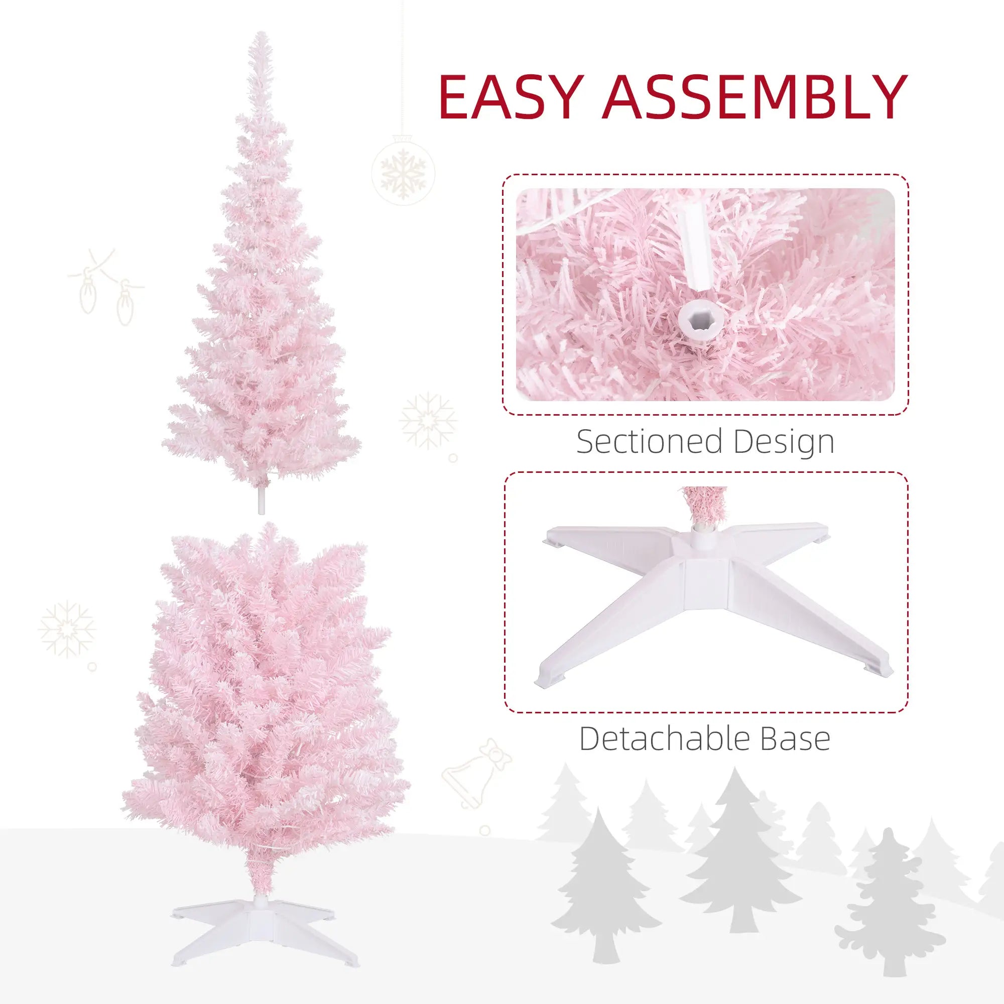 Pink  5ft Pencil Christmas Tree
