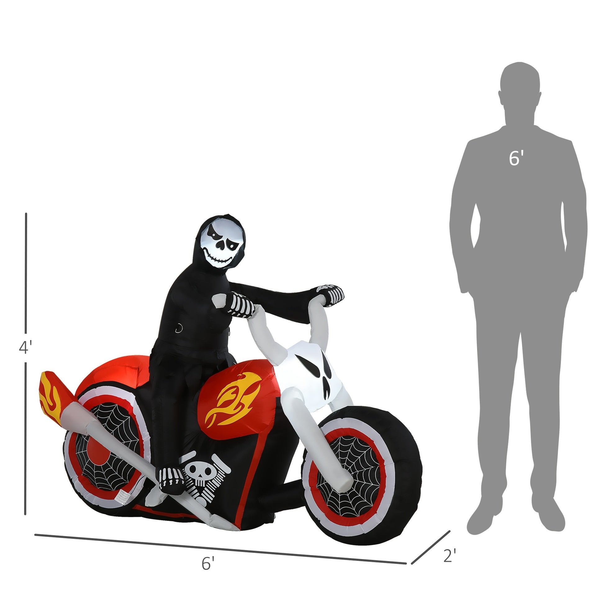 Halloween Inflatables Outdoor Decorations Grim Ghost Biker, Blow Up LED Yard Decor for Garden, Lawn, Party, Holiday, Waterproof