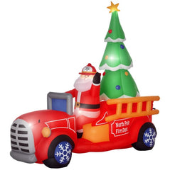Inflatable Santa Truck with Lit Christmas Tree – Eye-Catching Outdoor Christmas Decor for Your Yard