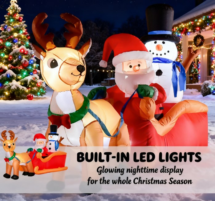 Christmas Decor Outdoor Decorations, Reindeer and Snowman with LED Lights for Holiday Yard Christmas Decor