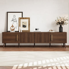 78 inch Modern TV Stand for TVs up to 85", Entertainment Center with Fluted Door & Cable Management, Soft-Closing Hinges, Solid Wood Legs for Living Room