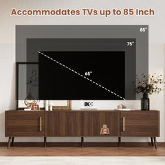 78 inch Modern TV Stand for TVs up to 85", Entertainment Center with Fluted Door & Cable Management, Soft-Closing Hinges, Solid Wood Legs for Living Room