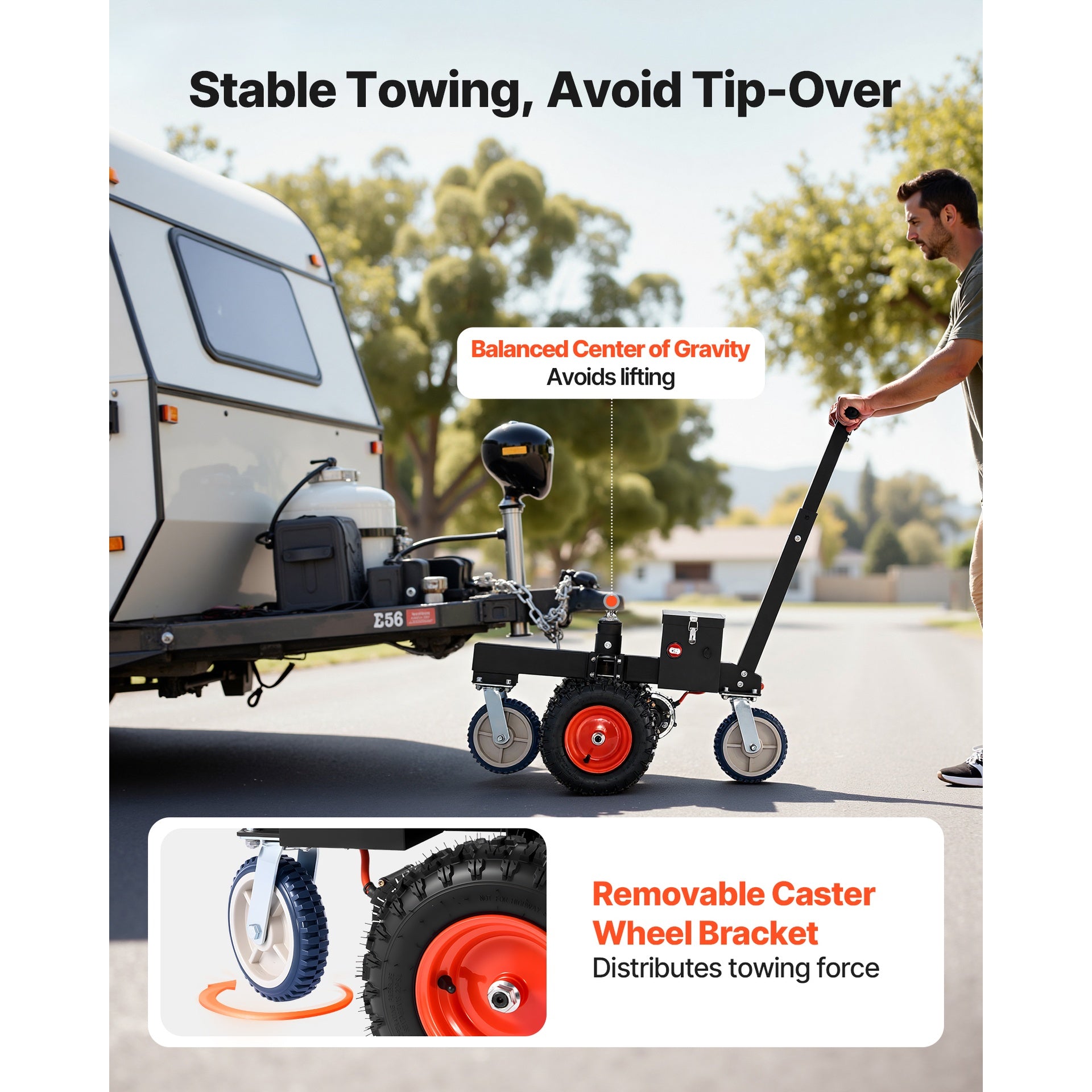 Electric Trailer Dolly, 3600 lbs Max Trailer Weight 600 lbs Max Tongue Weight, DC 24V 800W Motorized Trailer Dolly with 2 & 1-7/8 Inch Hitch Balls for RV Campers, Cargo & Utility, Boat Trailers