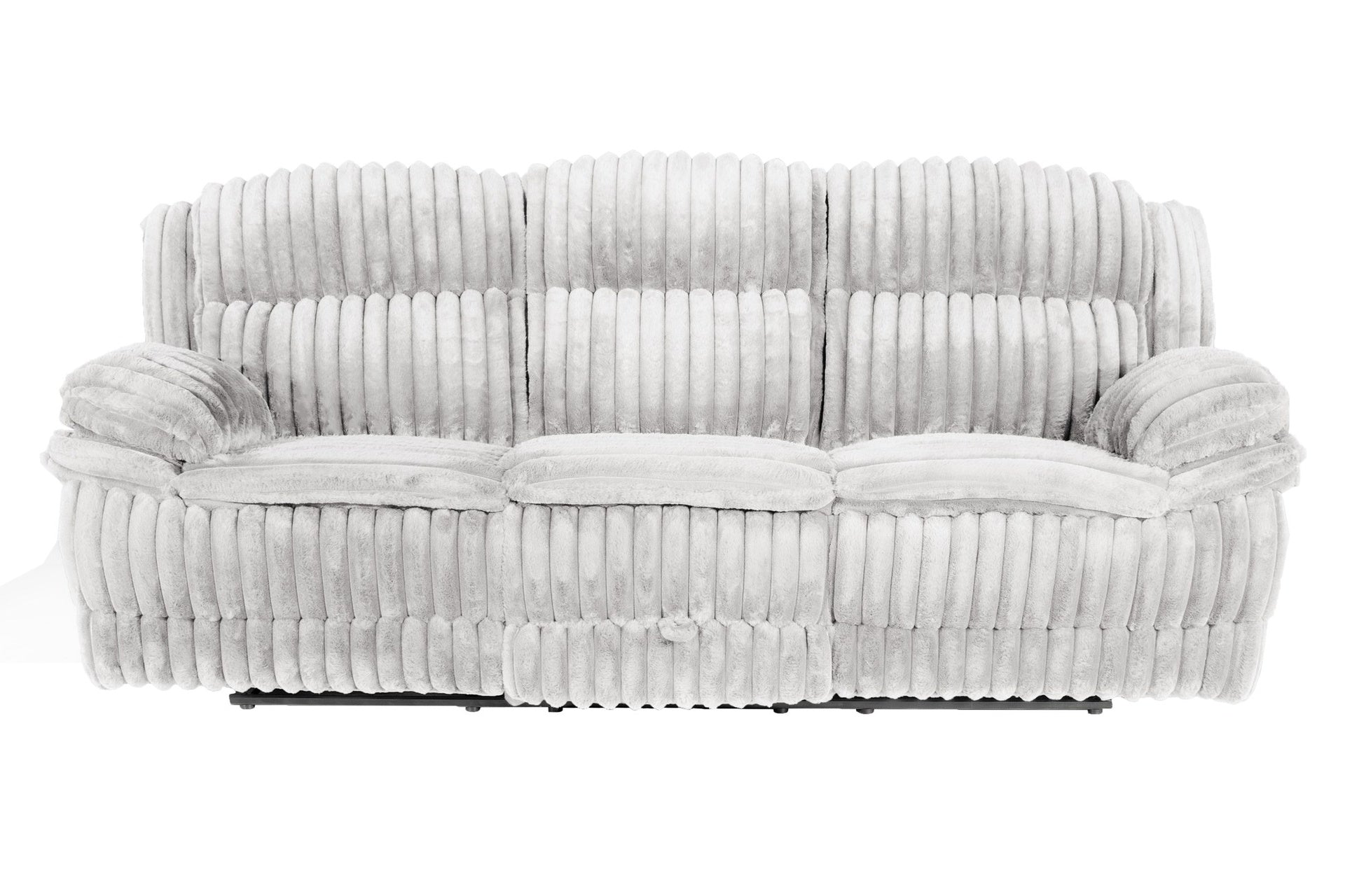 Manual Motion Sofa Recliner Fur-Like Corduroy in Light Gray