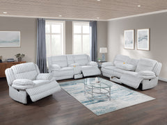 Manual Motion Sofa Recliner Fur-Like Corduroy in Light Gray