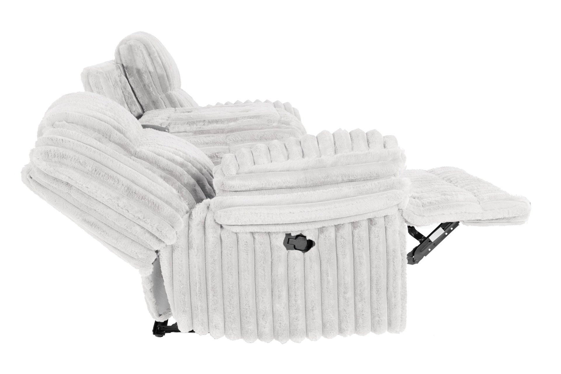 Manual Motion Sofa Recliner Fur-Like Corduroy in Light Gray