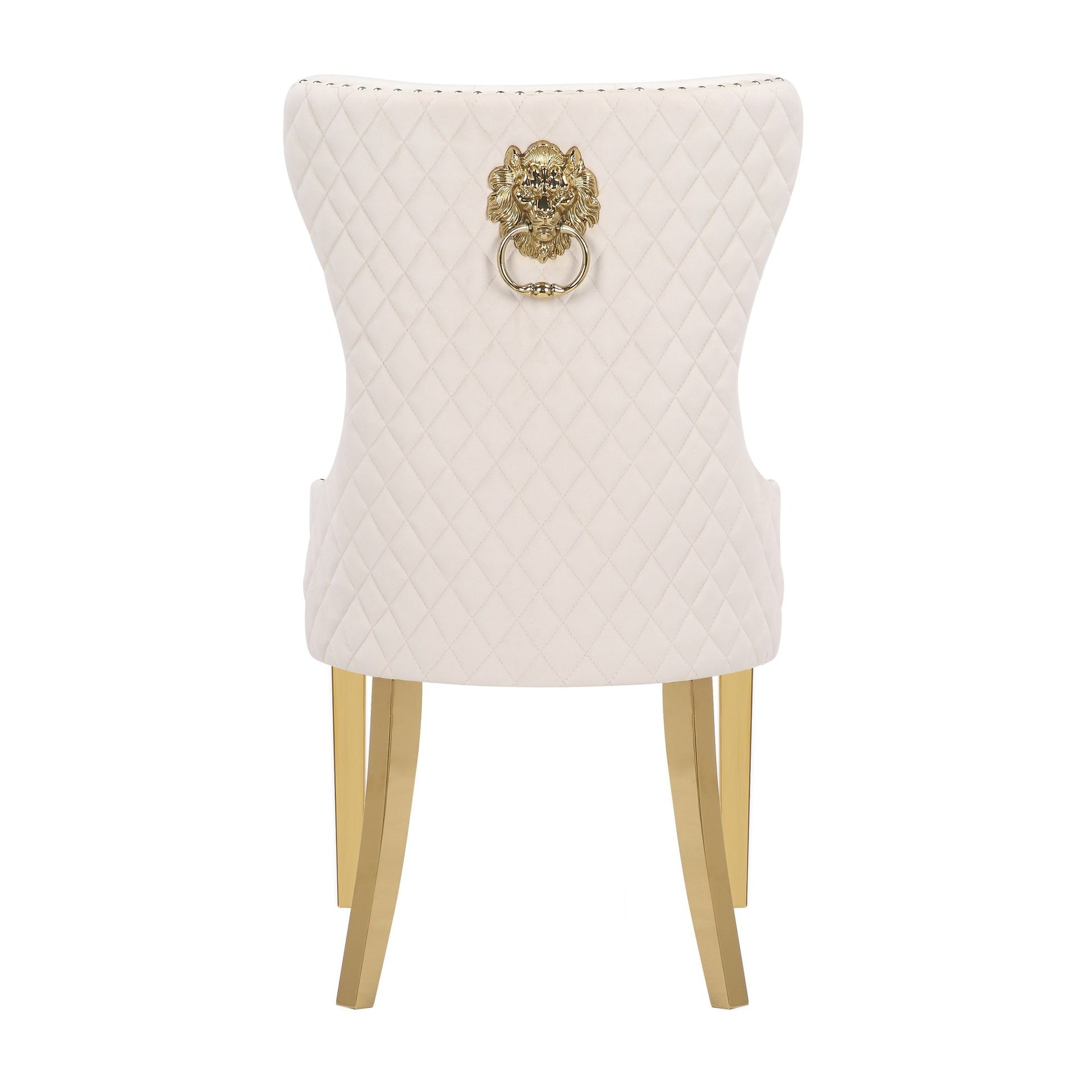 Simba Traditional style Gold 2 Piece Dinning Chair Finish with Velvet Fabric in Beige