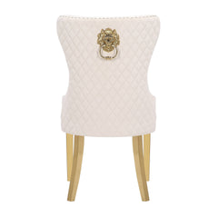 Simba Traditional style Gold 2 Piece Dinning Chair Finish with Velvet Fabric in Beige