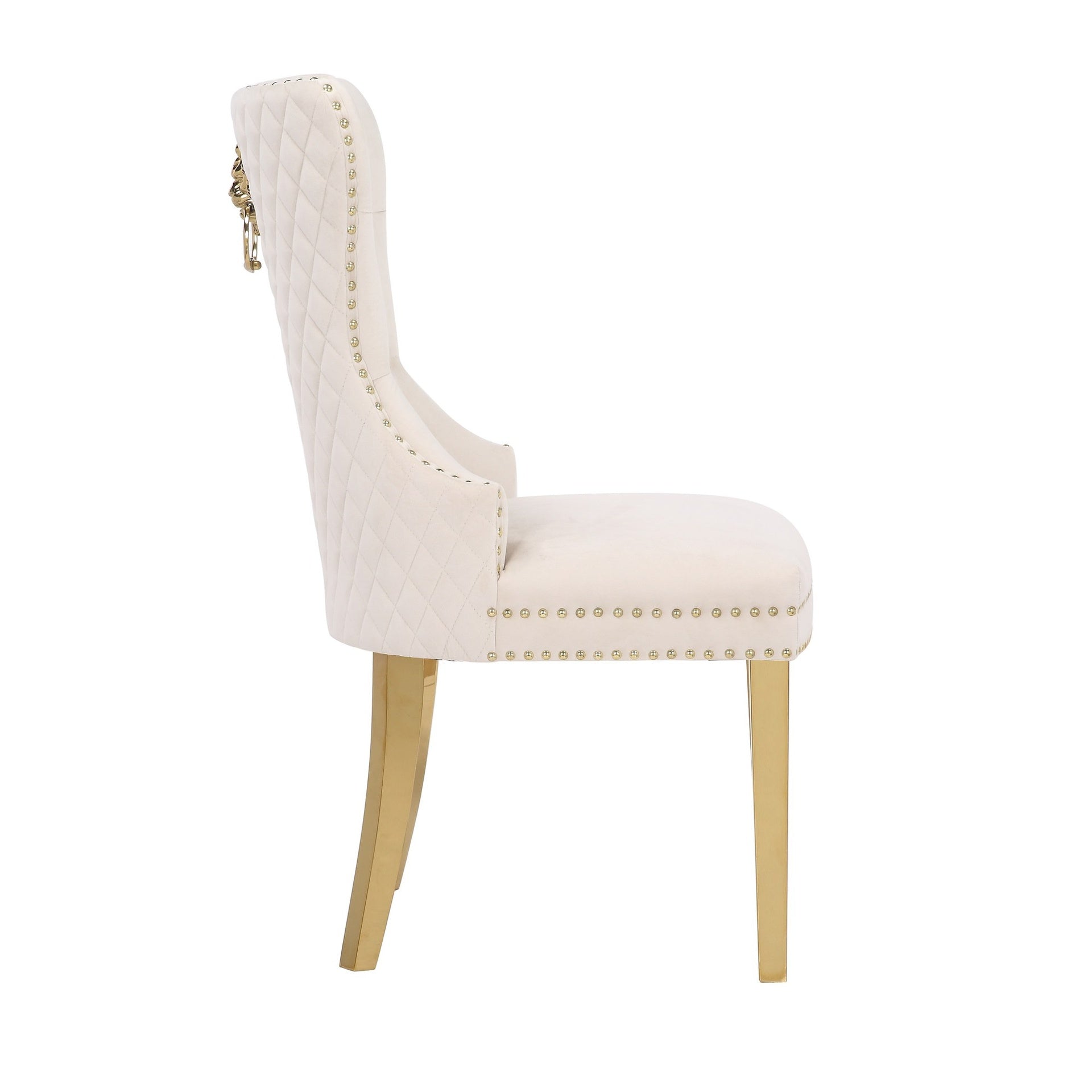 Simba Traditional style Gold 2 Piece Dinning Chair Finish with Velvet Fabric in Beige