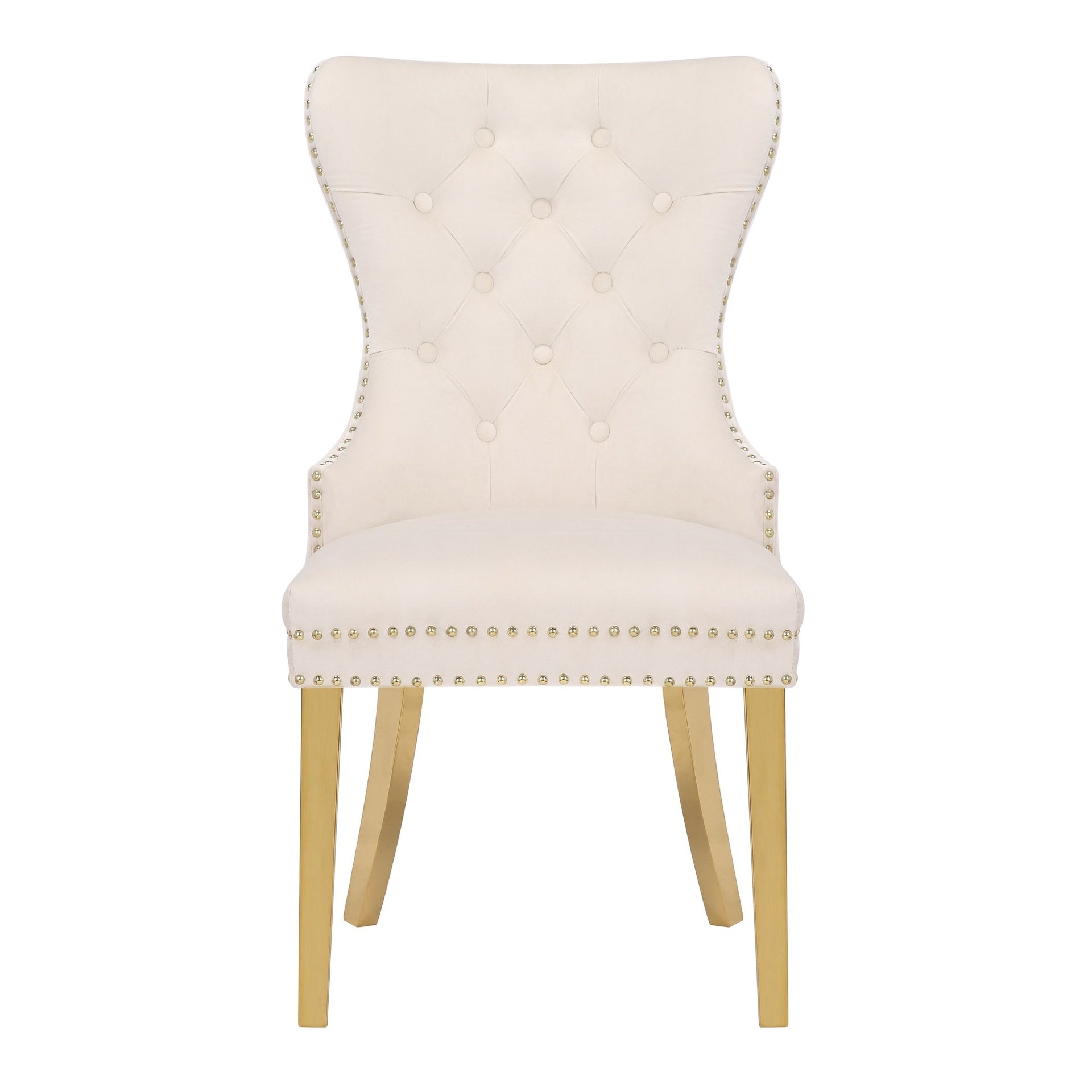 Simba Traditional style Gold 2 Piece Dinning Chair Finish with Velvet Fabric in Beige