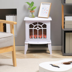HOMCOM Electric Fireplace Heater, Freestanding Fireplace Stove with Realistic Flames Overheating Protection 750W/1500W, White
