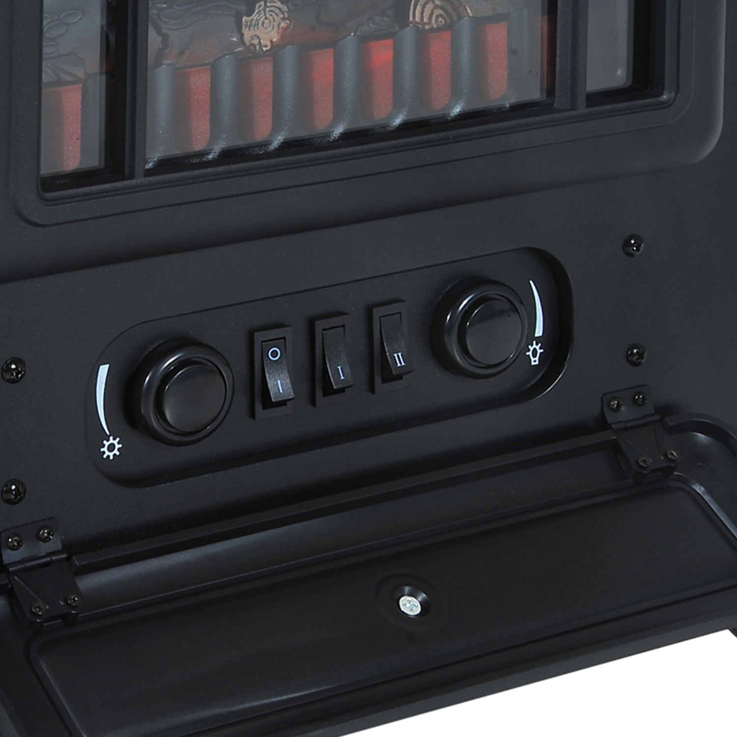 HOMCOM Fireplace Stove, Electric Fireplace Heater with Realistic LED Flames and Logs, 725W/1450W, Black