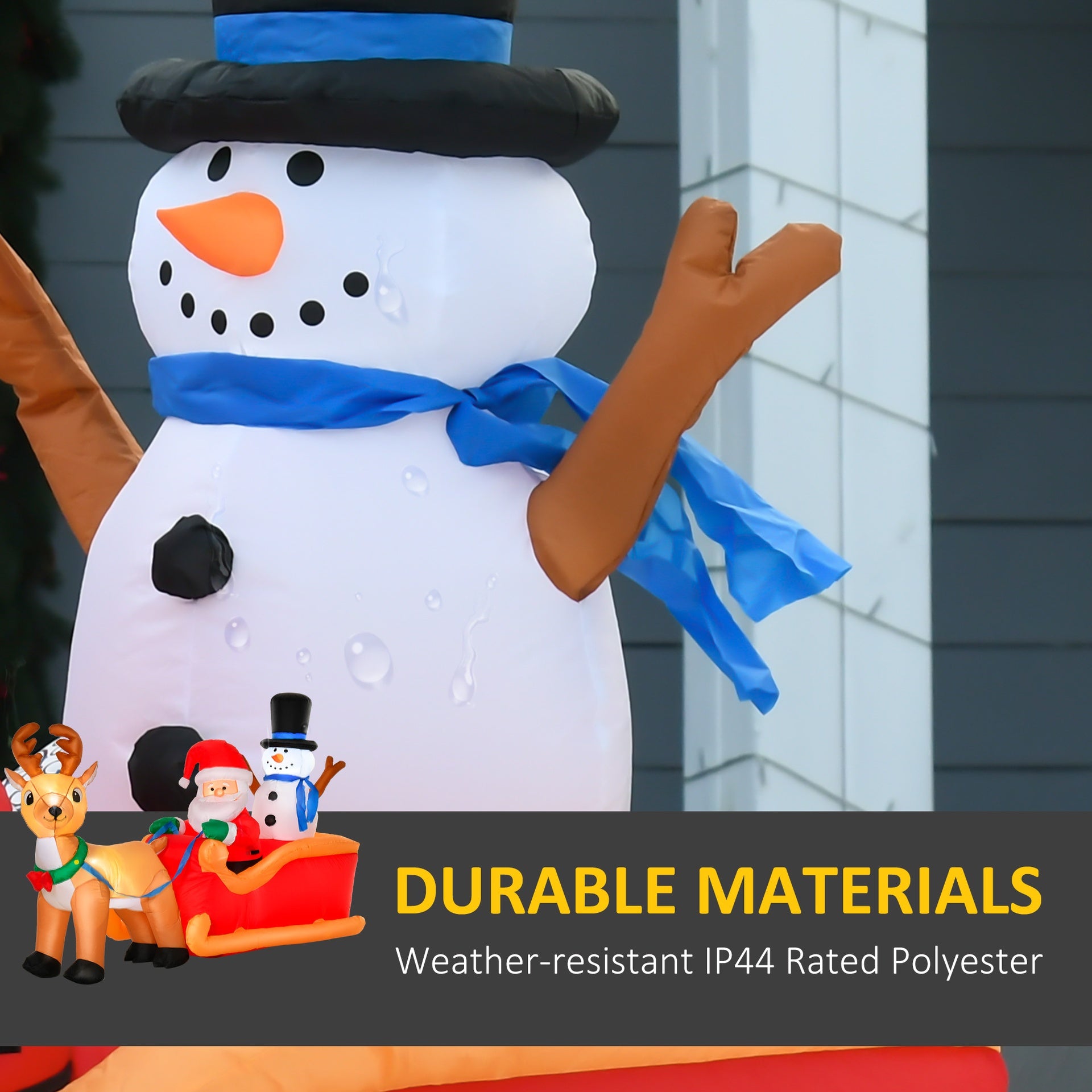HOMCOM 6.5 ft Long Christmas Inflatables Outdoor Decorations Santa Claus on Sleigh, Reindeer and Snowman with LED Lights for Holiday Yard Christmas Decor