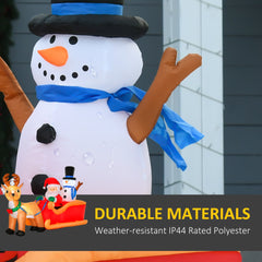 HOMCOM 6.5 ft Long Christmas Inflatables Outdoor Decorations Santa Claus on Sleigh, Reindeer and Snowman with LED Lights for Holiday Yard Christmas Decor