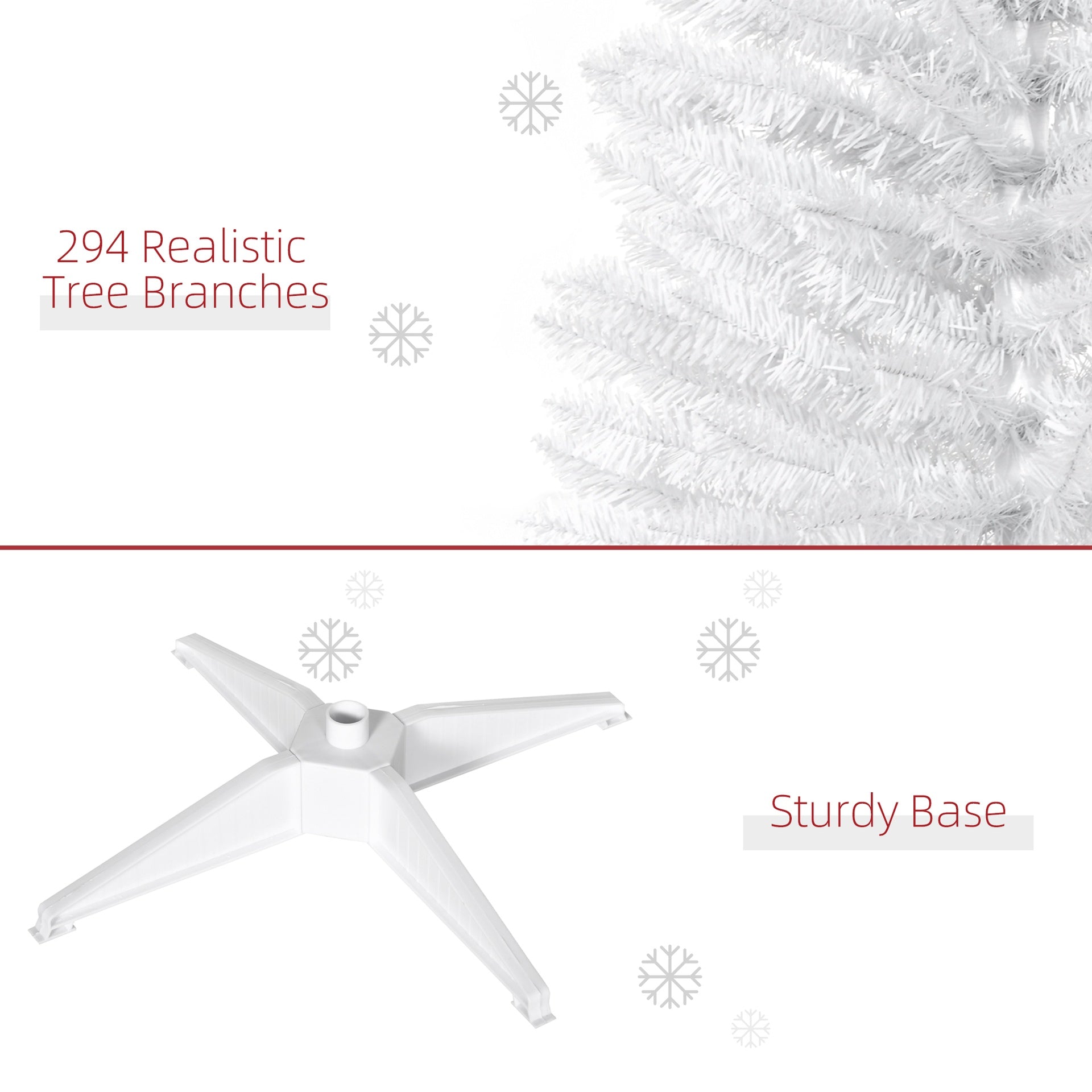 HOMCOM 5' Artificial Pencil Christmas Tree, Slim Xmas Tree with 294 Realistic Branch Tips and Plastic Stand, White