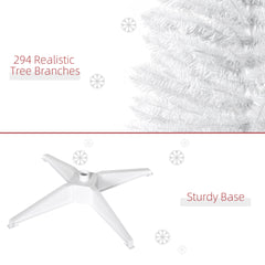 HOMCOM 5' Artificial Pencil Christmas Tree, Slim Xmas Tree with 294 Realistic Branch Tips and Plastic Stand, White