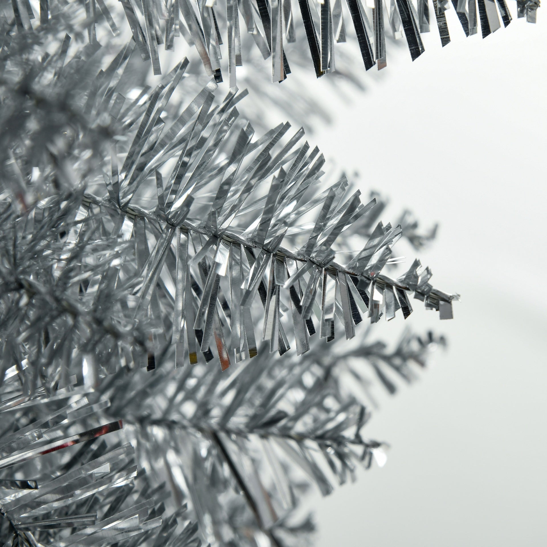 HOMCOM 7ft Unlit Pencil Artificial Christmas Tree with Realistic Branches and 499 Tips, Plastic Base, Silver