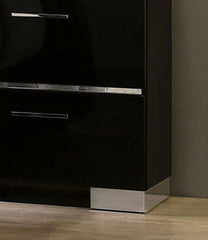 Black And Chrome Finish 1pc Chest 5-Drawers Modern Contemporary Style Chrome Finish Handles And Feet High Gloss Coating Lacquer Bedroom Furniture