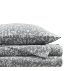 4 Pieces Cal King 100%   Printed Sheet Set,Sage Winter Fauna