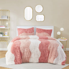 King/Cal King Ombre Shaggy Faux Fur Comforter Set