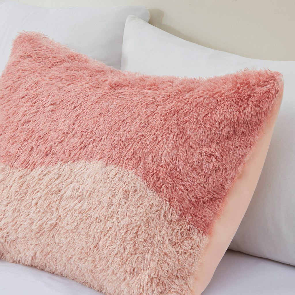 King/Cal King Ombre Shaggy Faux Fur Comforter Set