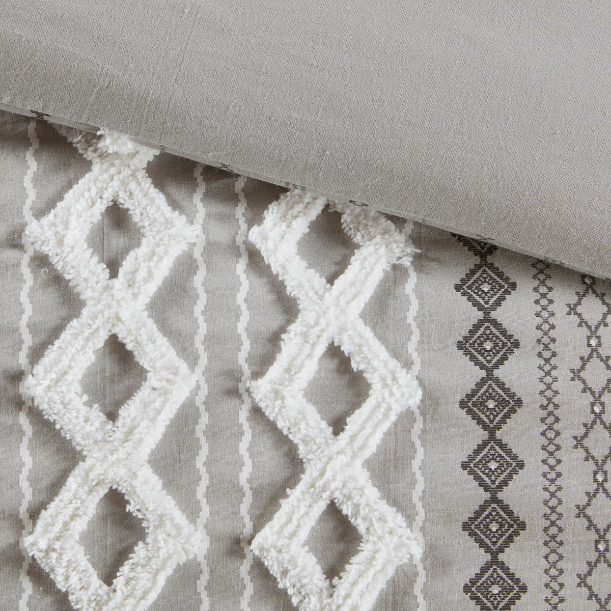 King/Cal King Cotton Printed Duvet Cover Set with Chenille