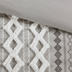 King/Cal King Cotton Printed Duvet Cover Set with Chenille