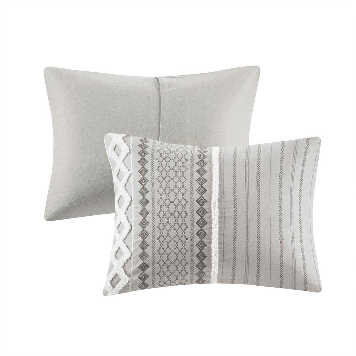 King/Cal King Cotton Printed Duvet Cover Set with Chenille