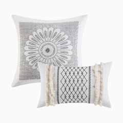 Full/Queen Cotton Printed Duvet Cover Set with Chenille