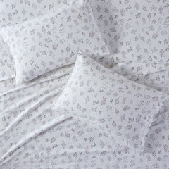 4 Pieces Cal King 100%   Printed Sheet Set,White Tossed Botanical