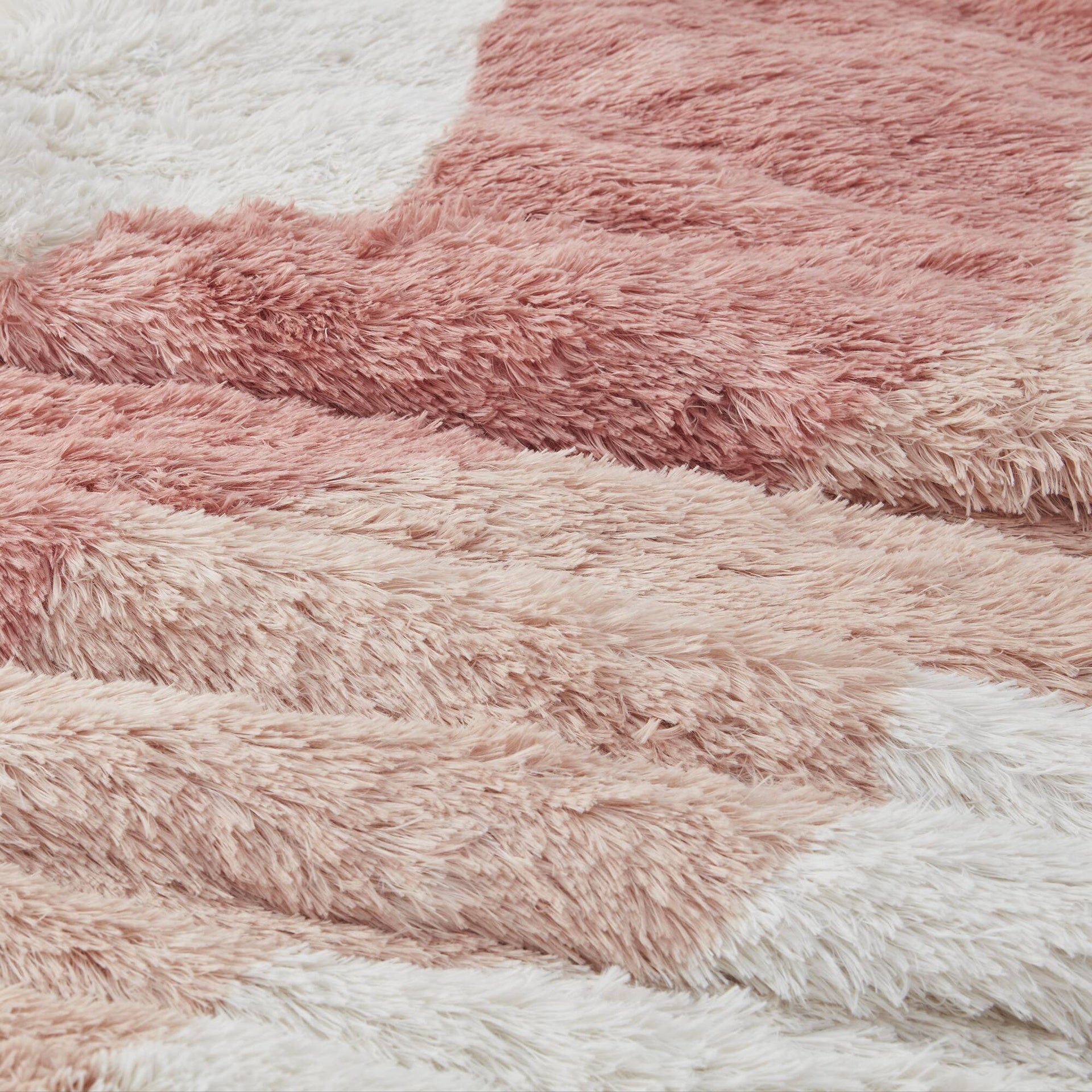 3 PCS Full/Queen Ombre Shaggy Faux Fur Duvet Cover Set Blush Multi